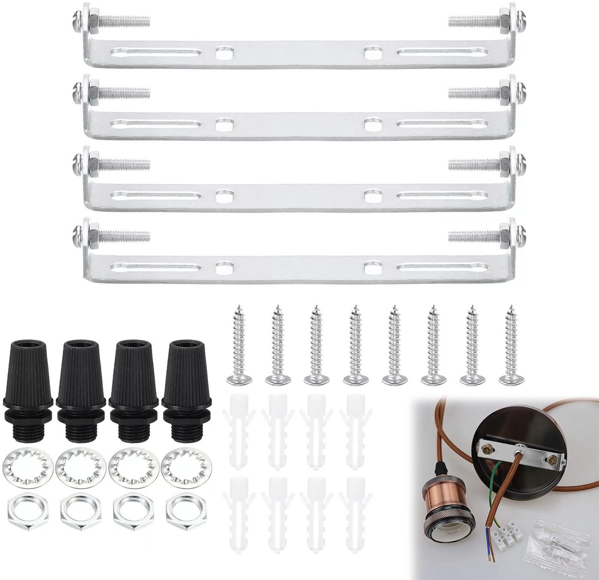 Lamphouder Plafondkit - Montagebeugel Lamp - Plafondlamp Ophangen - Robuust Metaal - 100g - Zilver