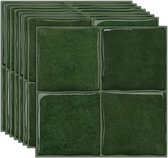 Set van 10 3D Tegelstickers - 15.25 x 15.25 cm - Plaktegels - Zelfklevende Wandtegels - Spatwand Keuken & Badkamer - Watervast - Mosgroen