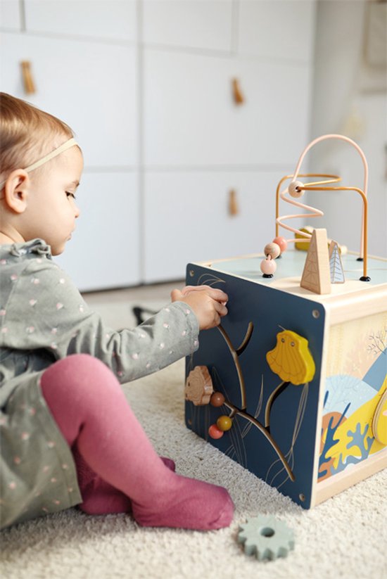 Small Foot - Houten Activiteitenkubus met Motoriekspiraal Zeekust van Small Foot — afbeelding 4