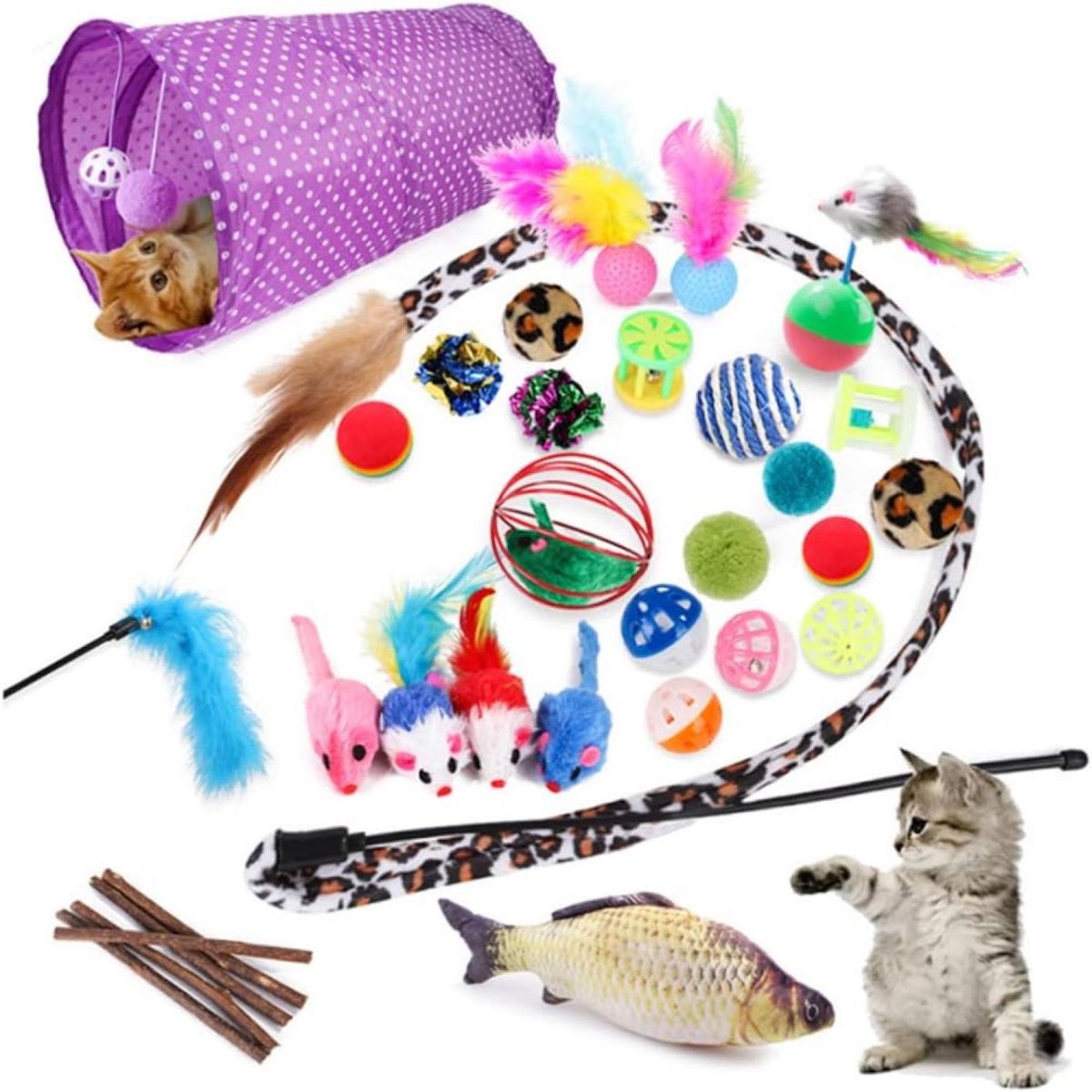 TuseRxln Kattentunnel - Cat Toy Set - Interactief Speelgoed voor Kattens - 5-delig - Indoor