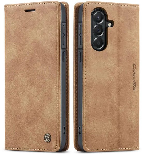 Housse CaseMe 013 Compatible avec Samsung Galaxy A57 - Étui portefeuille avec support - Housse de protection portefeuille - Porte-cartes pour deux cartes - Marron
