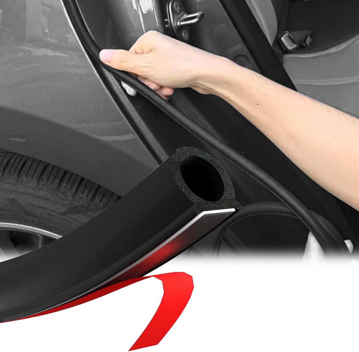 Zelfklevende D-vormige Rubberen Afdichting voor Auto en Bestelwagen - Geluidsisolatie en Waterdicht