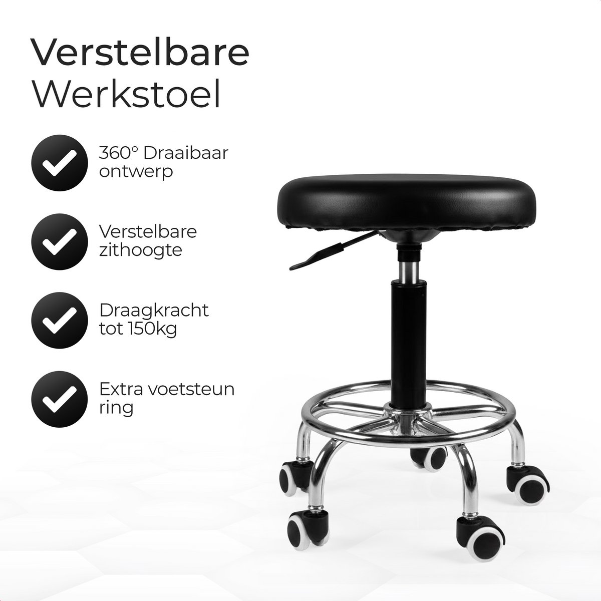 Electro Store Europe Professionele Salonkruk Verstelbaar met Comfortabele Zitting - afbeelding 2