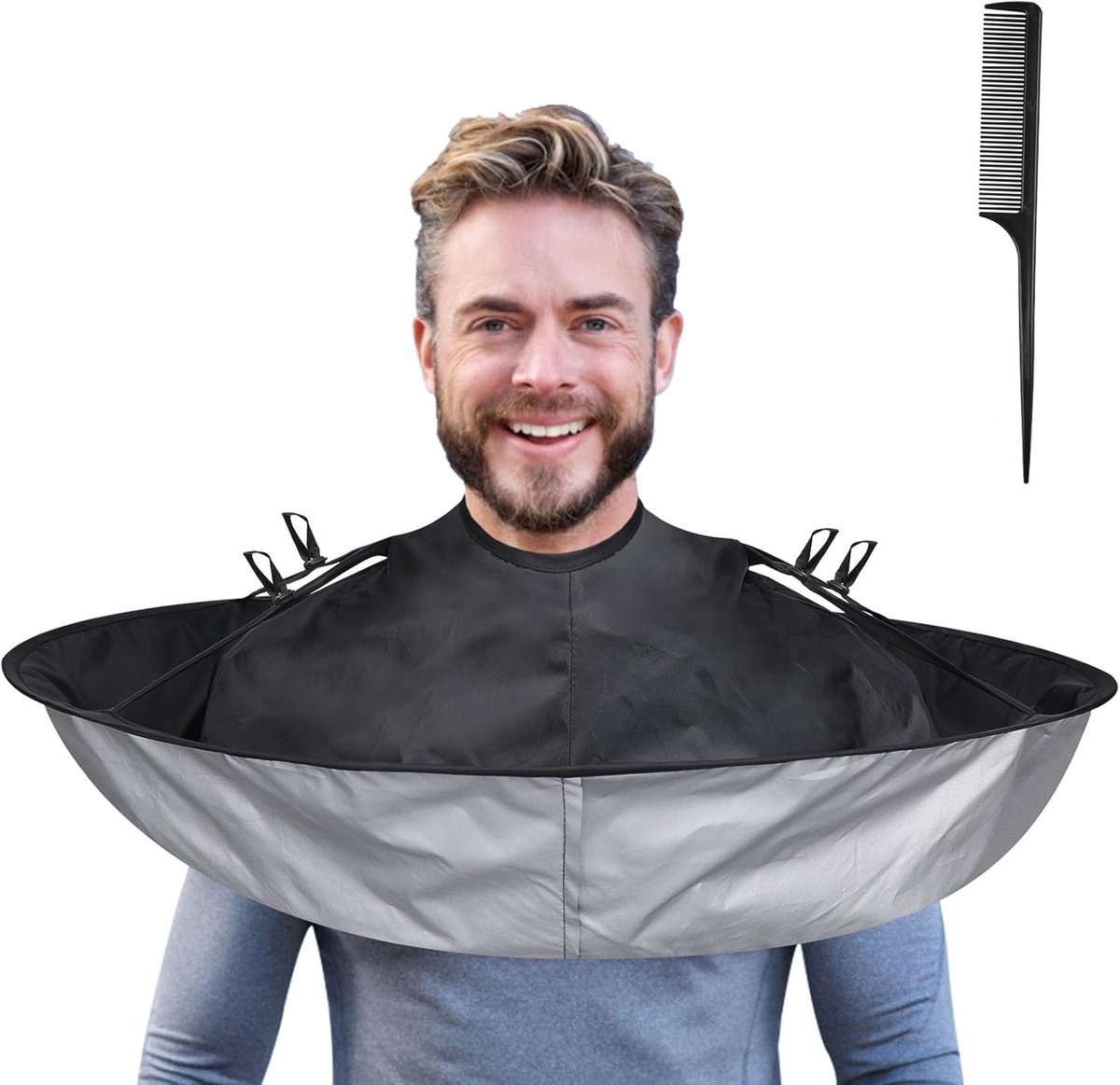 Waterdichte Kapperscape Zwart met Opvangbak voor Thuis en Salon