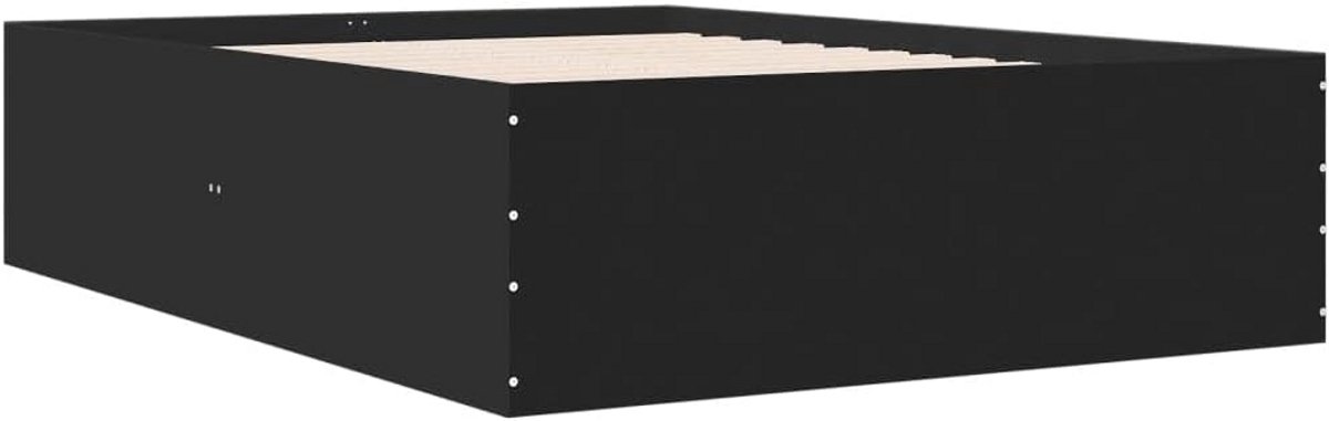 Dubbel Bedframe Hout 140x200 cm Zwart Inclusief Lattenbodem Slaapkamer