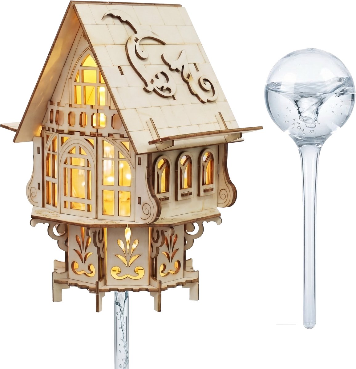 Houten Bouwpakket Droomvilla voor Planten - 3D Puzzel met Handleiding - LED Verlichting & Automatisch Watergeefsysteem - DIY - Miniatuur Modelbouw Hout Kinderen en Volwassenen - Houten Speelgoed - Montessori - Knutselen Jongens en Meisjes - Crafts&Co