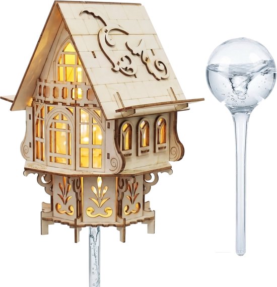 Houten Bouwpakket Droomvilla voor Planten - 3D Puzzel met Handleiding - LED Verlichting & Automatisch Watergeefsysteem - DIY - Miniatuur Modelbouw Hout Kinderen en Volwassenen - Houten Speelgoed - Montessori - Knutselen Jongens en Meisjes - Crafts&Co