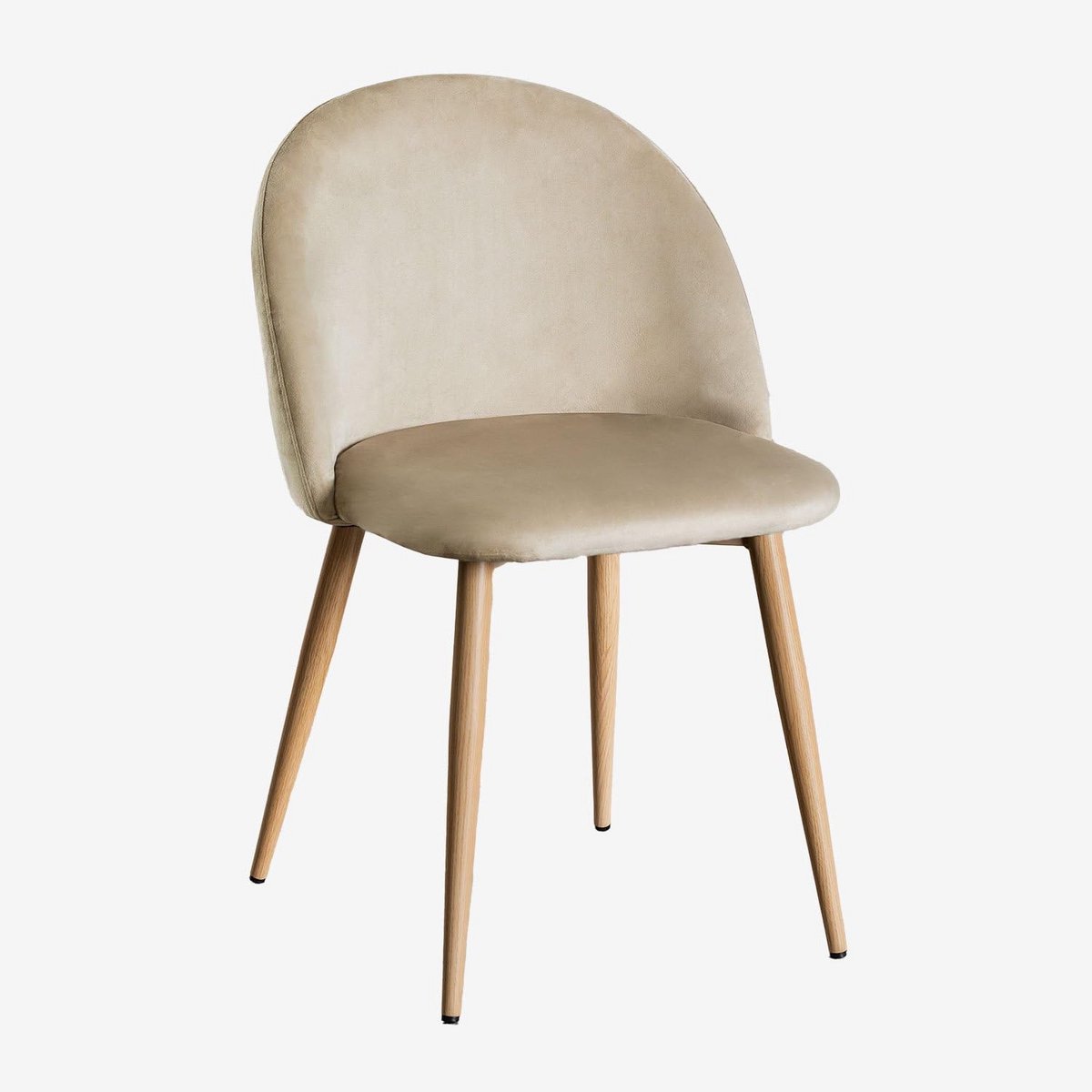 Moderne Eetkamerstoel met Fluweelzitting en Houtlook Poten