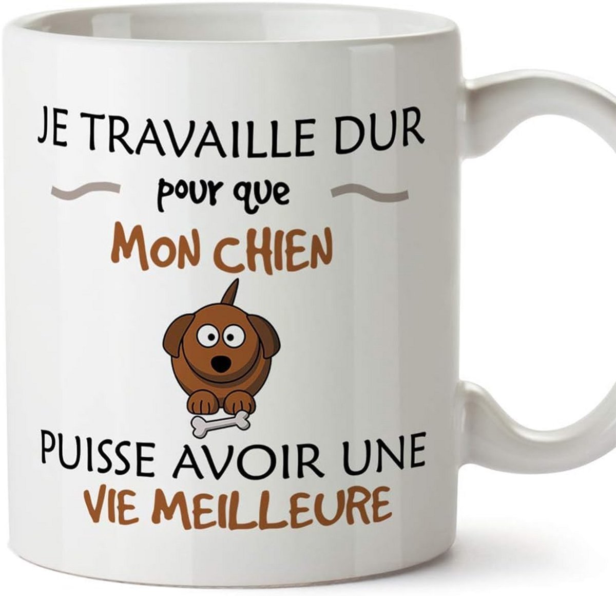 Grappige Koffiemok met Franse Tekst: Werken als een Hond