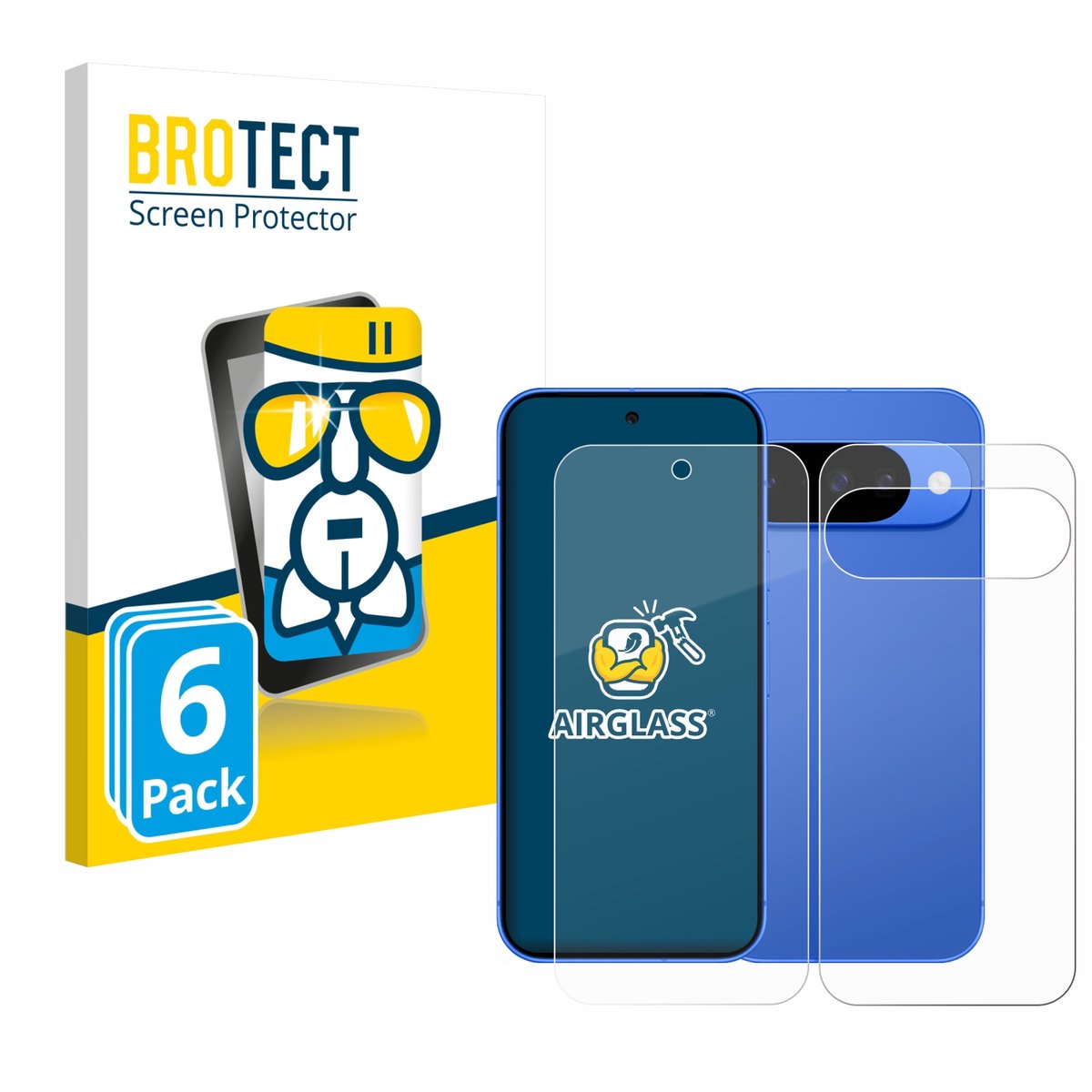 Screenprotector 6 Stuks voor Google Pixel 10 (Voor+Achter) Beschermglas transparant