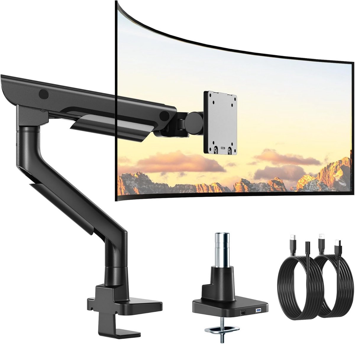 Slanke Pneumatische Monitorarm voor Ultrawiide en Gebogen Schermen tot 57 Inch