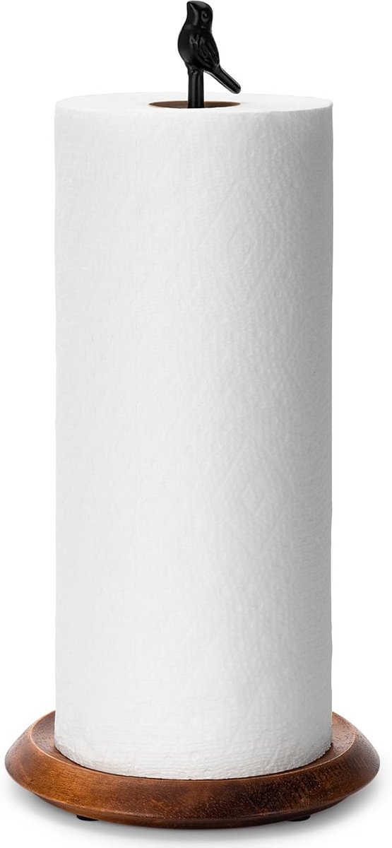 Vrijstaande Houten Keukenrolhouder - Zwart en Rustiek Design