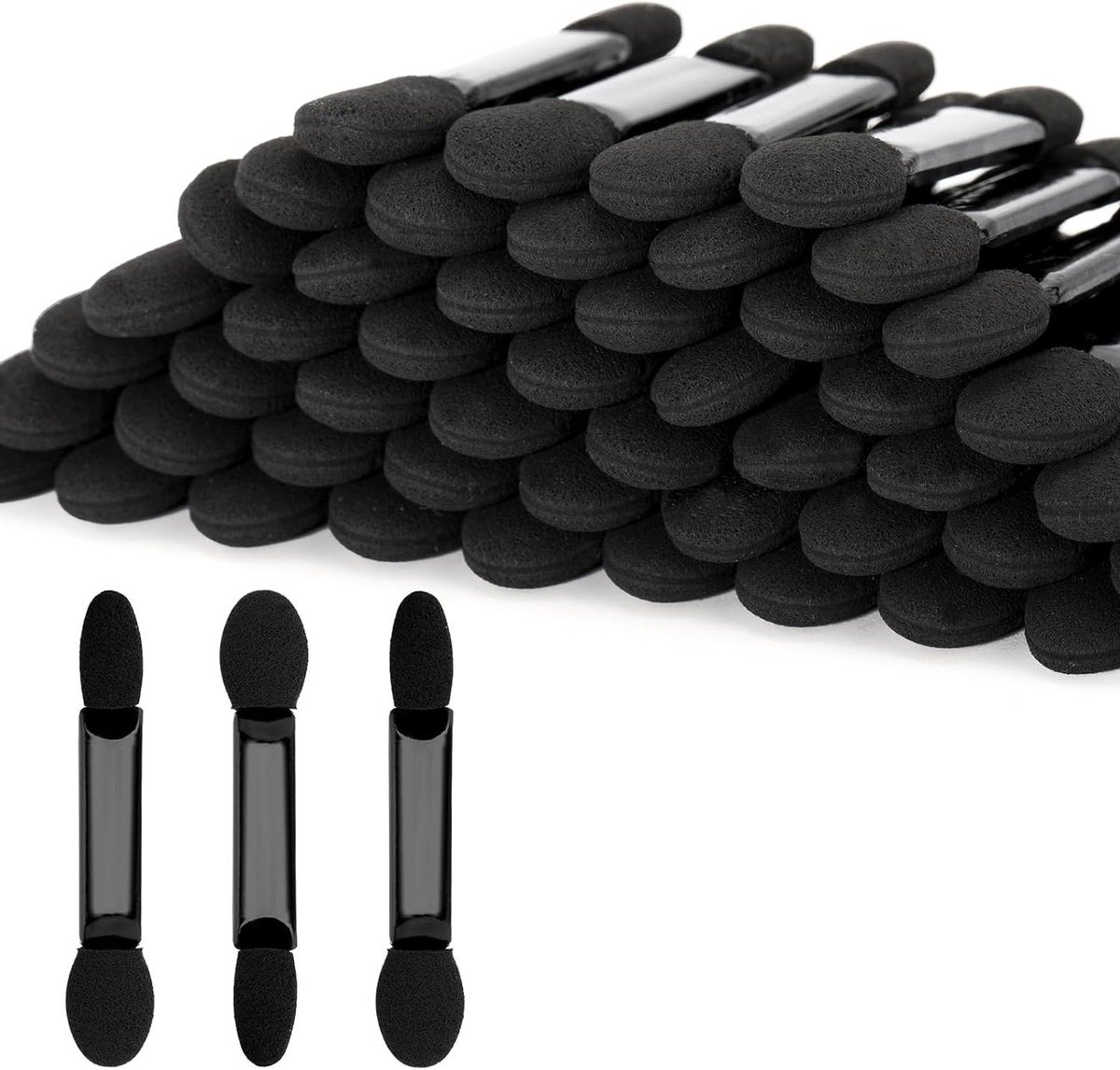 Set van 100 zwarte oogschaduw spons applicators voor make-up, cosmetica toolkit