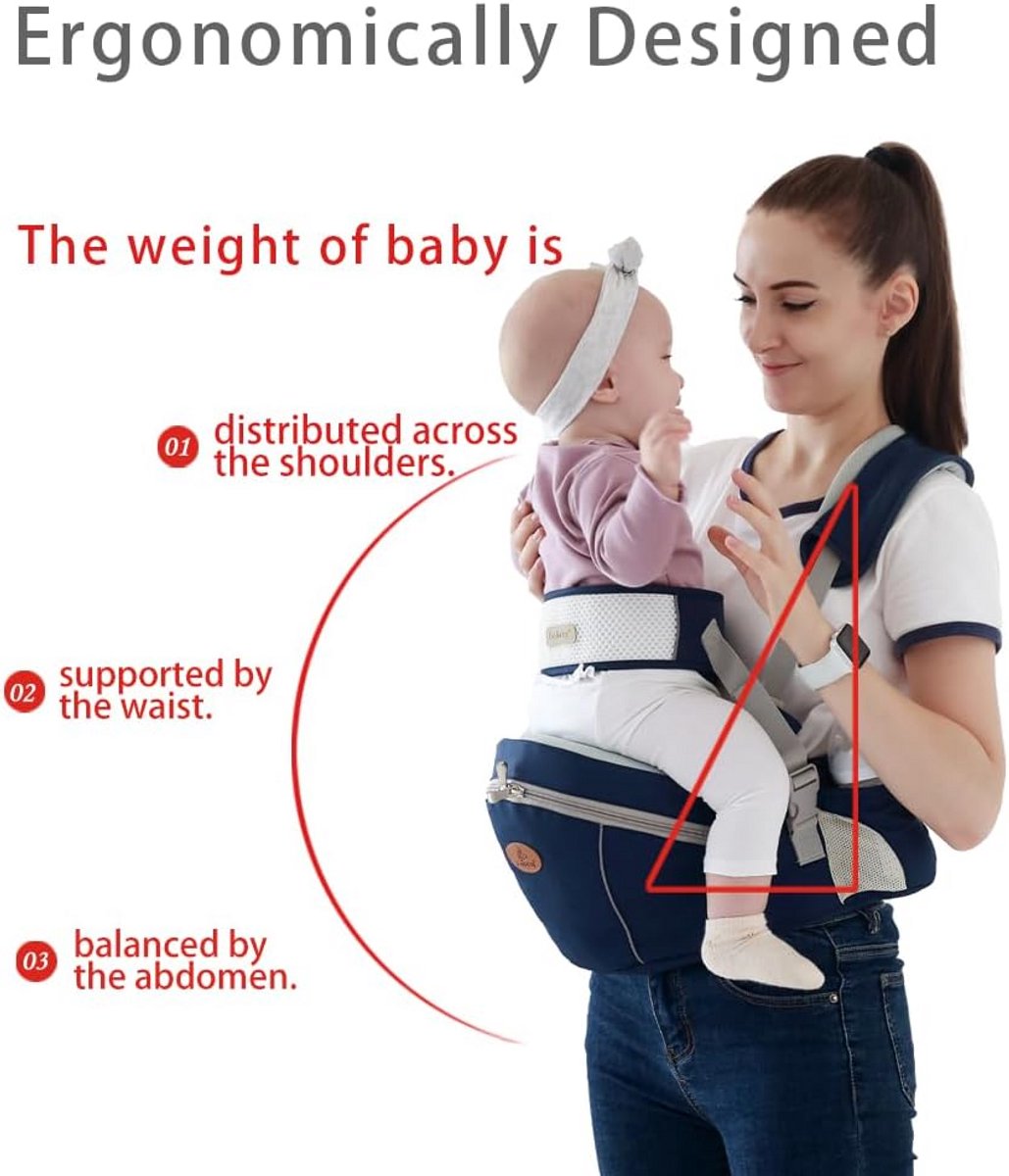 Ergonomische Baby Heupzitje Drager met Verstelbare Riem en Opbergvak (Roze)