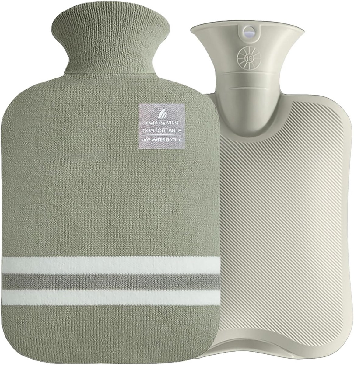 Warmwaterkruik met Hoes - Kruik Warmer - Pijnverlichting - Houdt warmte lang vast - 2 liter - Gestreepte