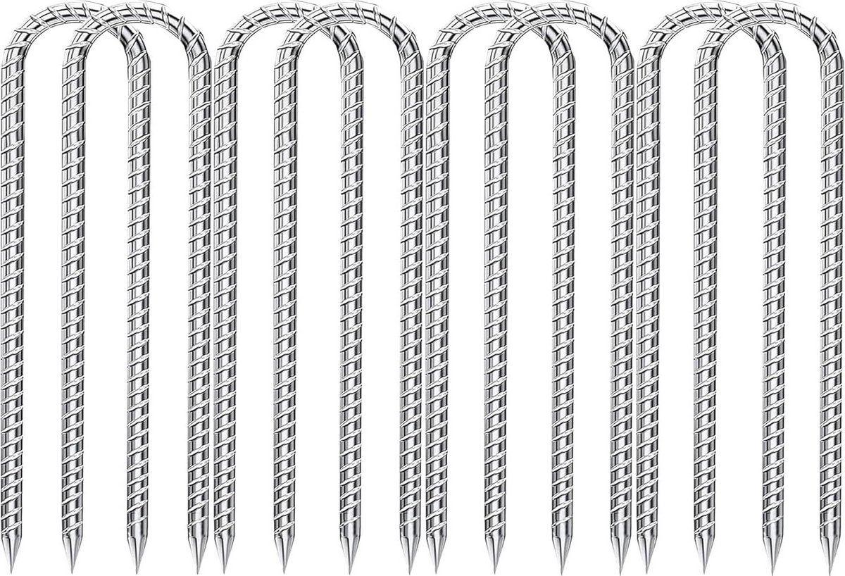 8x Sterke Grondankers Verzinkt Staal - U-Haringen voor Tent, Trampoline en Tuin - 30 cm