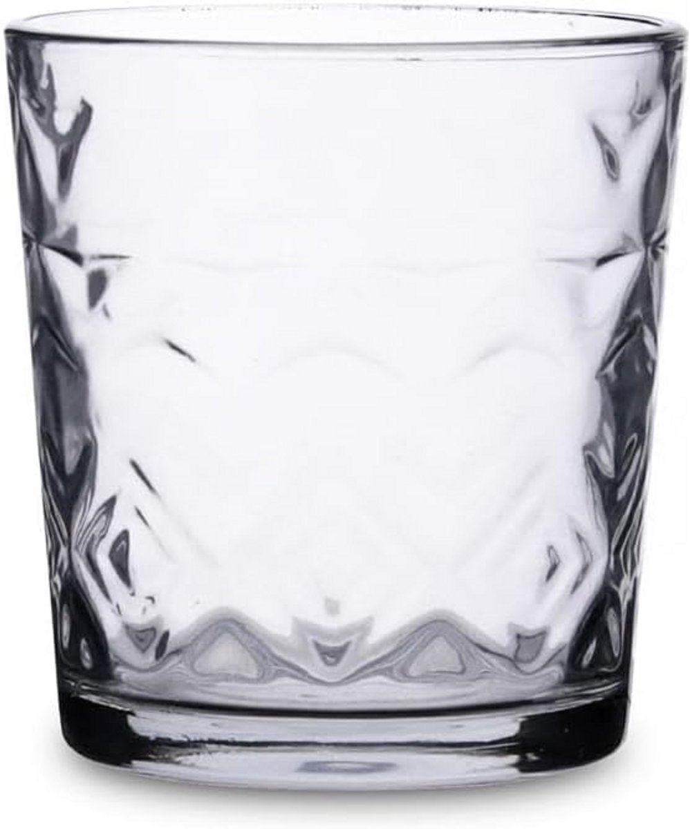 Set van 6 Lage Glazen met Reliëf - 26 cl Drinkglazen