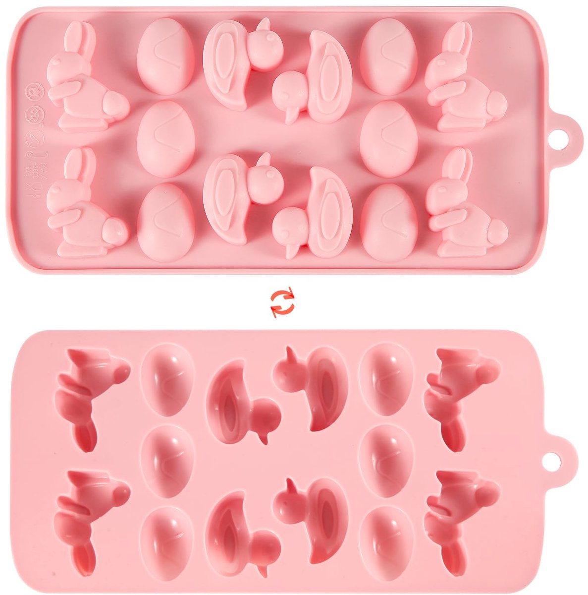 Siliconen Paasmallen - 3D Konijn en Eend Mallen - 14 Cavities
