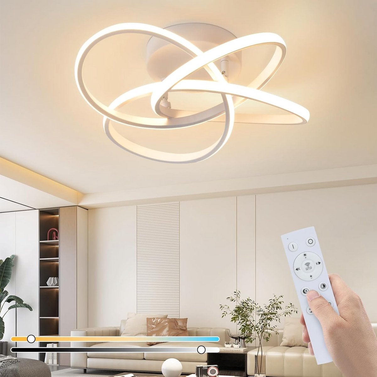 Plafondlamp LED Zwart 46W Dimbaar Modern Bloem Design met Afstandsbediening