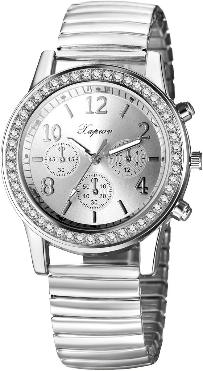 Dames Horloge Elastische Armband Lichtgevende Wijzers Analoog Quartz Polshorloge