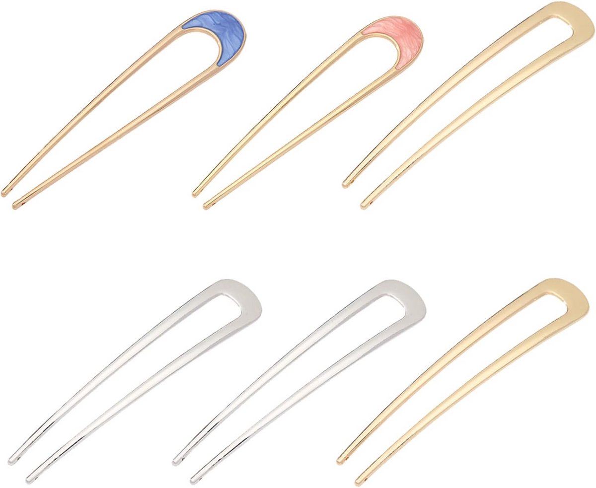 6 Stuks U-Vormige Haarspelden voor Vrouwen - Klassieke Haarpin Set