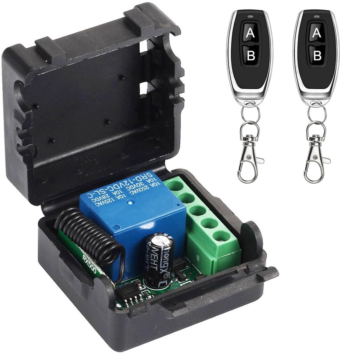Draadloze Aan/Uit Schakelaar met 2 Afstandsbedieningen DC 12V 24V