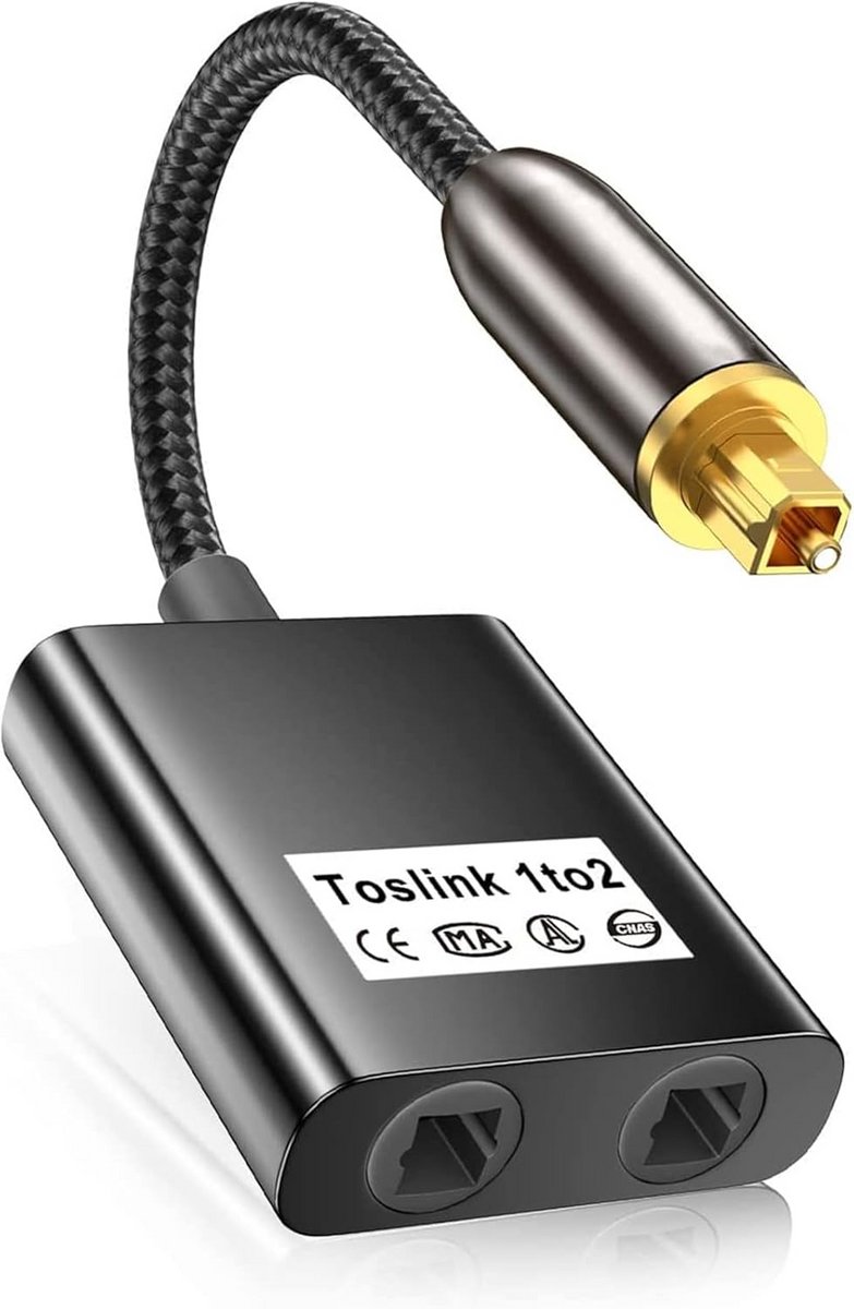 Digitale Optische Toslink Splitter 1-in-2 - SPDIF Audio Adapter voor TV, Soundbar en DVD