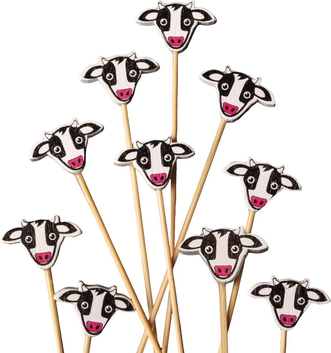 Bamboe Prikkers met Koeienkop Decoratie voor Cocktails en Hapjes - 100 Stuks