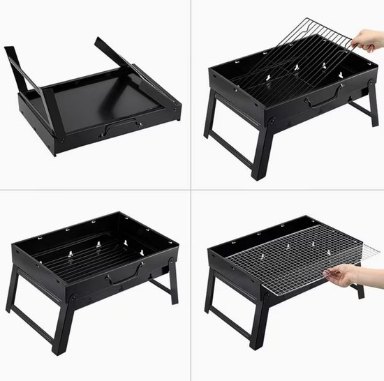 Opvouwbare Draagbare Houtskool BBQ Grill - Compacte Koffer Barbecue voor Camping en Tuin - Lichtgewicht Reis BBQ met Groot Grillrooster en Ventilatieopeningen van Merkloos — afbeelding 5