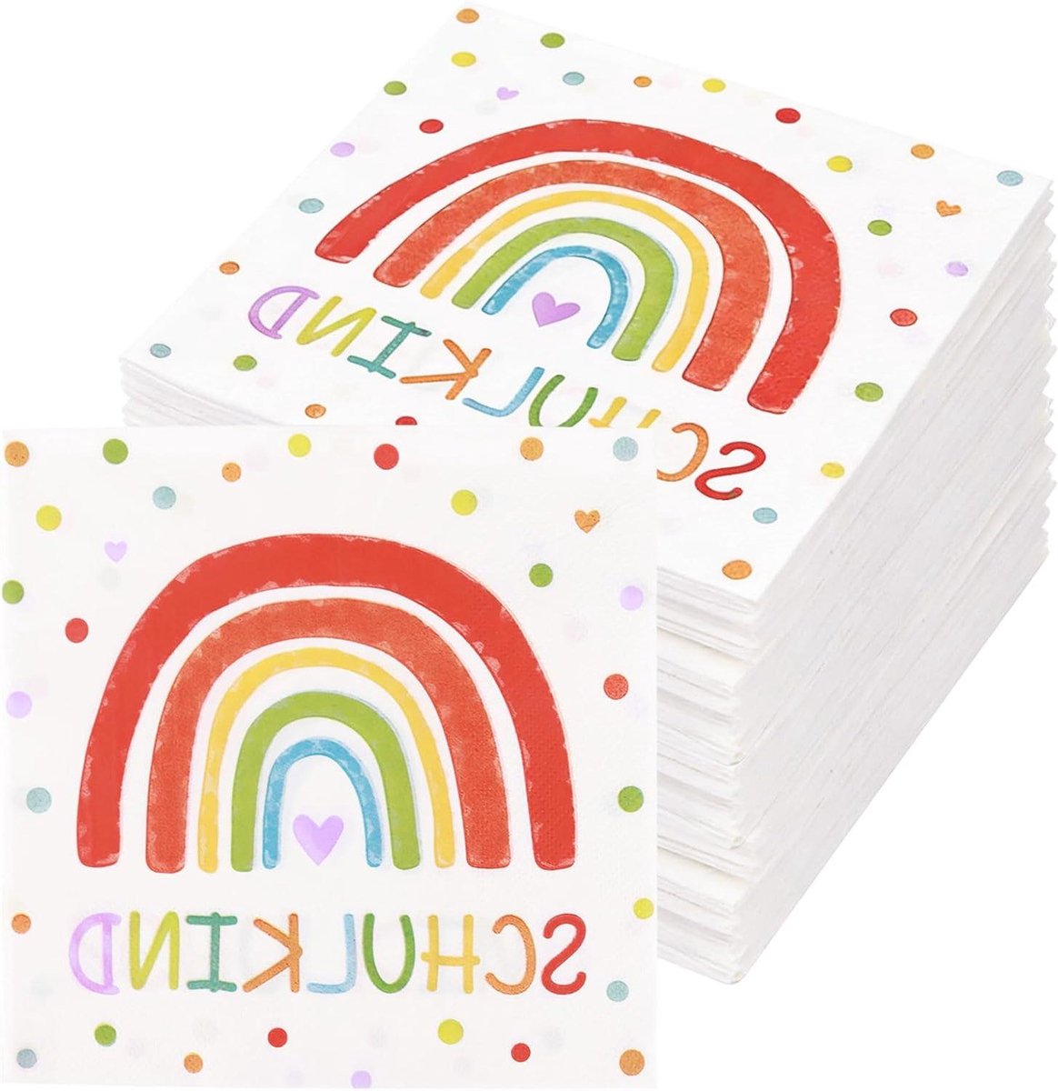 Servetten voor Eerste Schooldag - 100 Stuks - Regenboog Thema