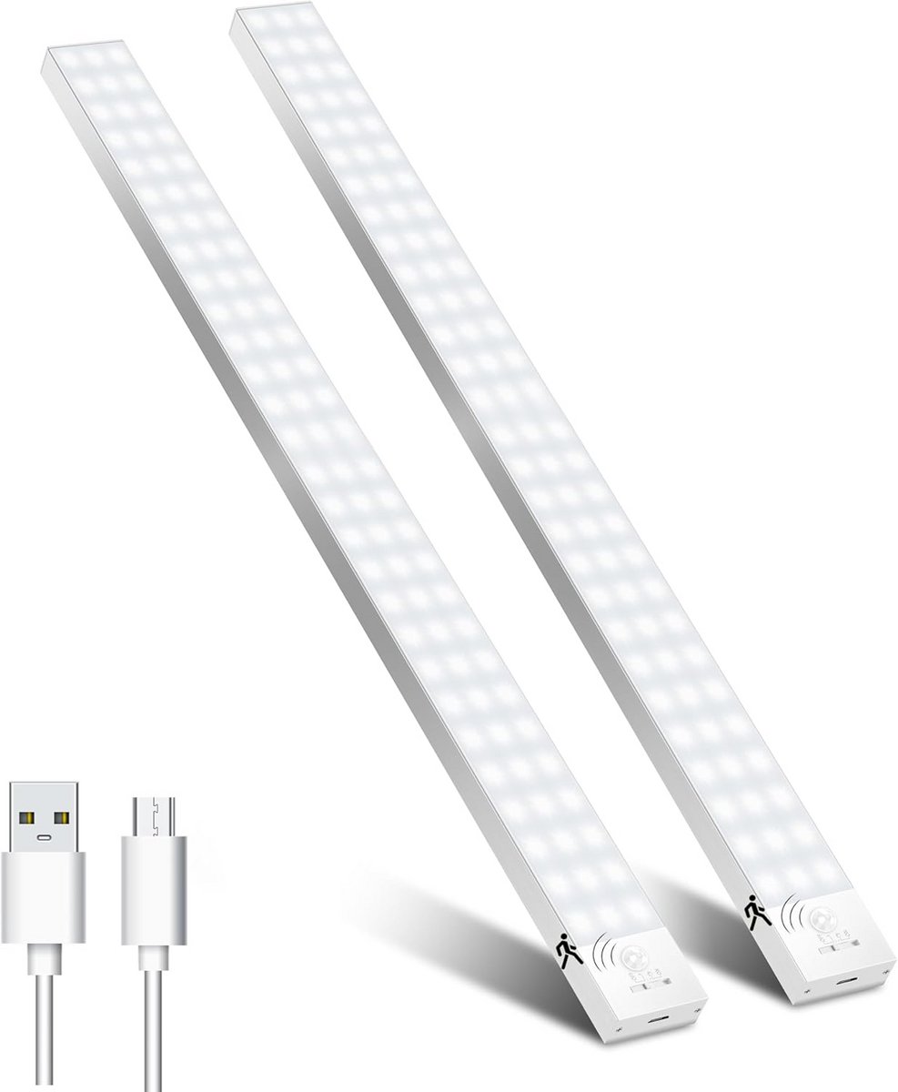 Oplaadbare LED Kastverlichting met Bewegingssensor 60 cm - 2 Stuks