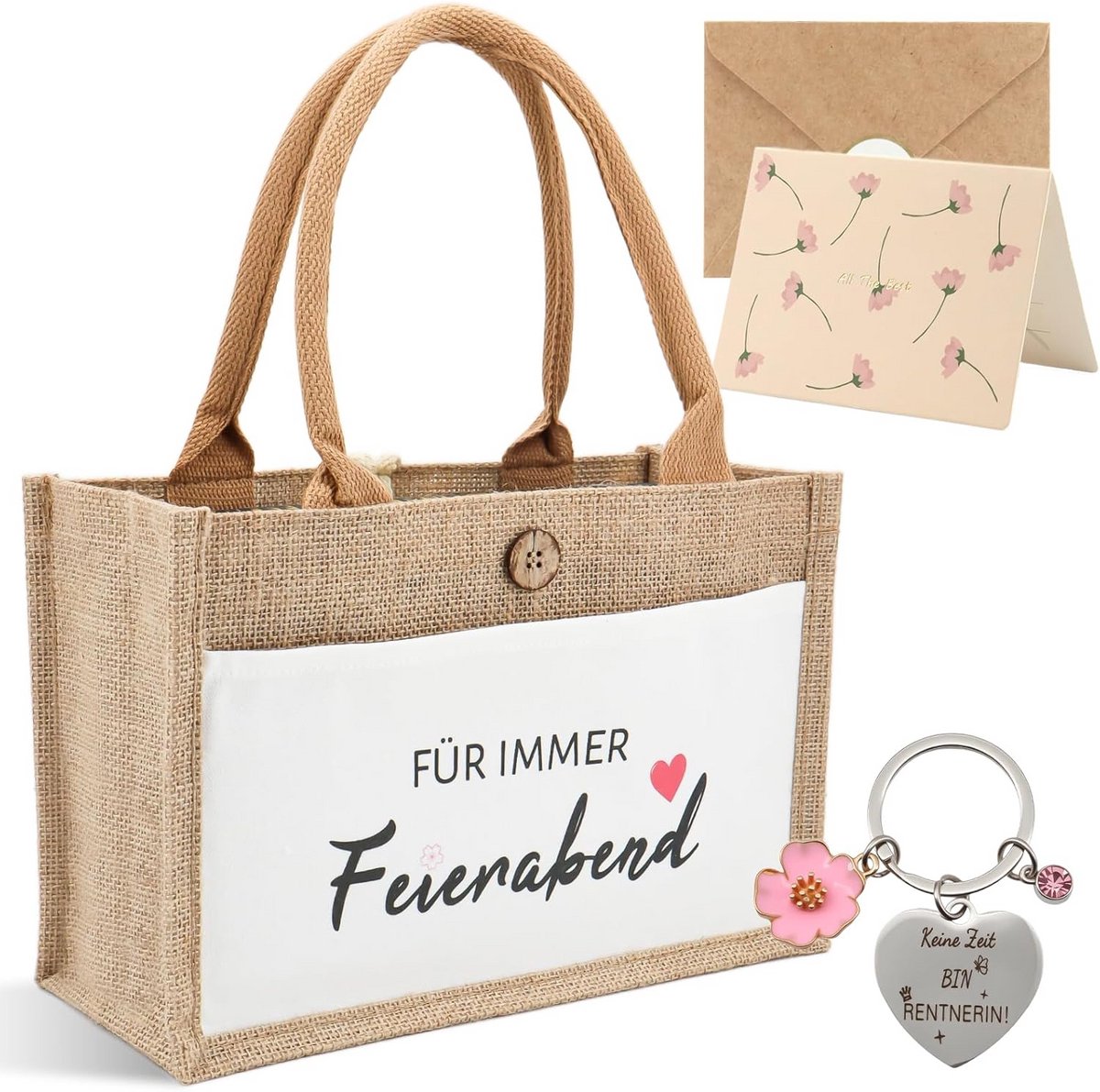 Jute Draagtas - Leuk Cadeau voor Pensioen of Afscheid - Robuuste Boodschappentas