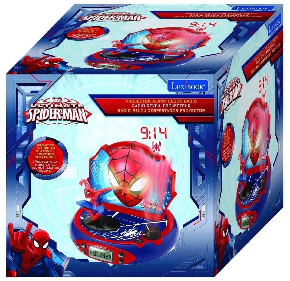 3D Spider-Man Projectorklok met Magische Geluiden