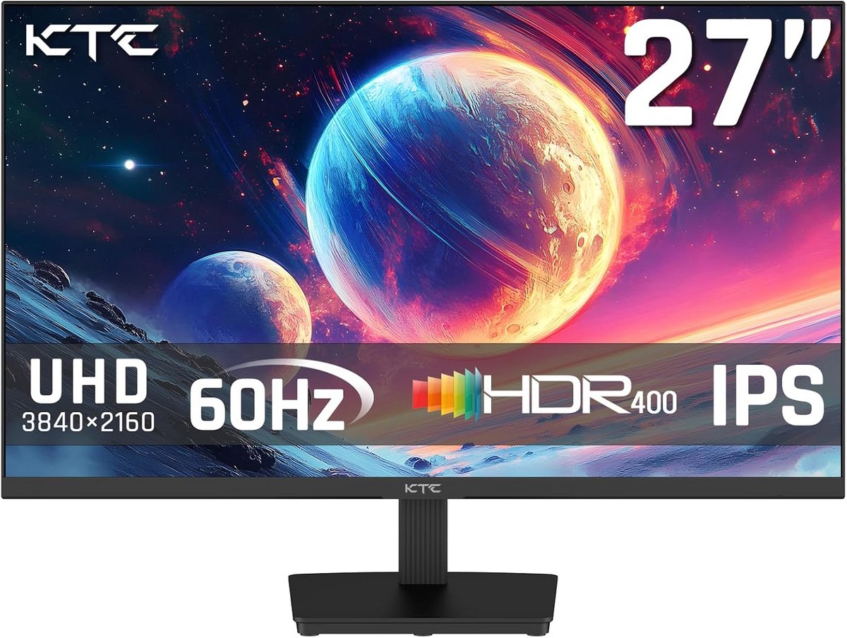 27 Inch 4K UHD Monitor IPS, 60Hz HDR400, DCI-P3 Kleurbereik, Geschikt voor Design en Gaming