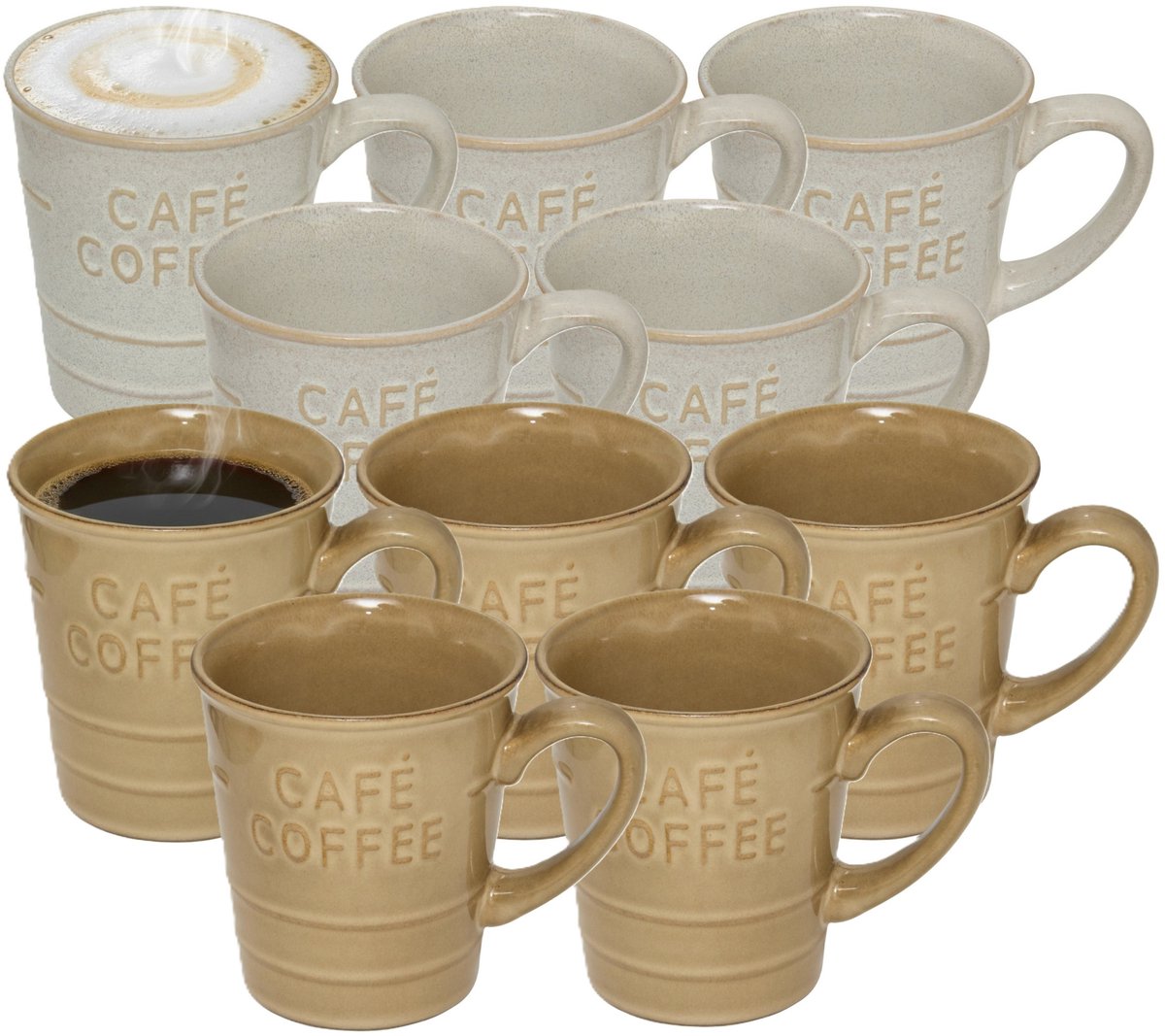 Secret de gourmet Koffiemokken - 10x stuks - 200 ml - kleuren gemixt