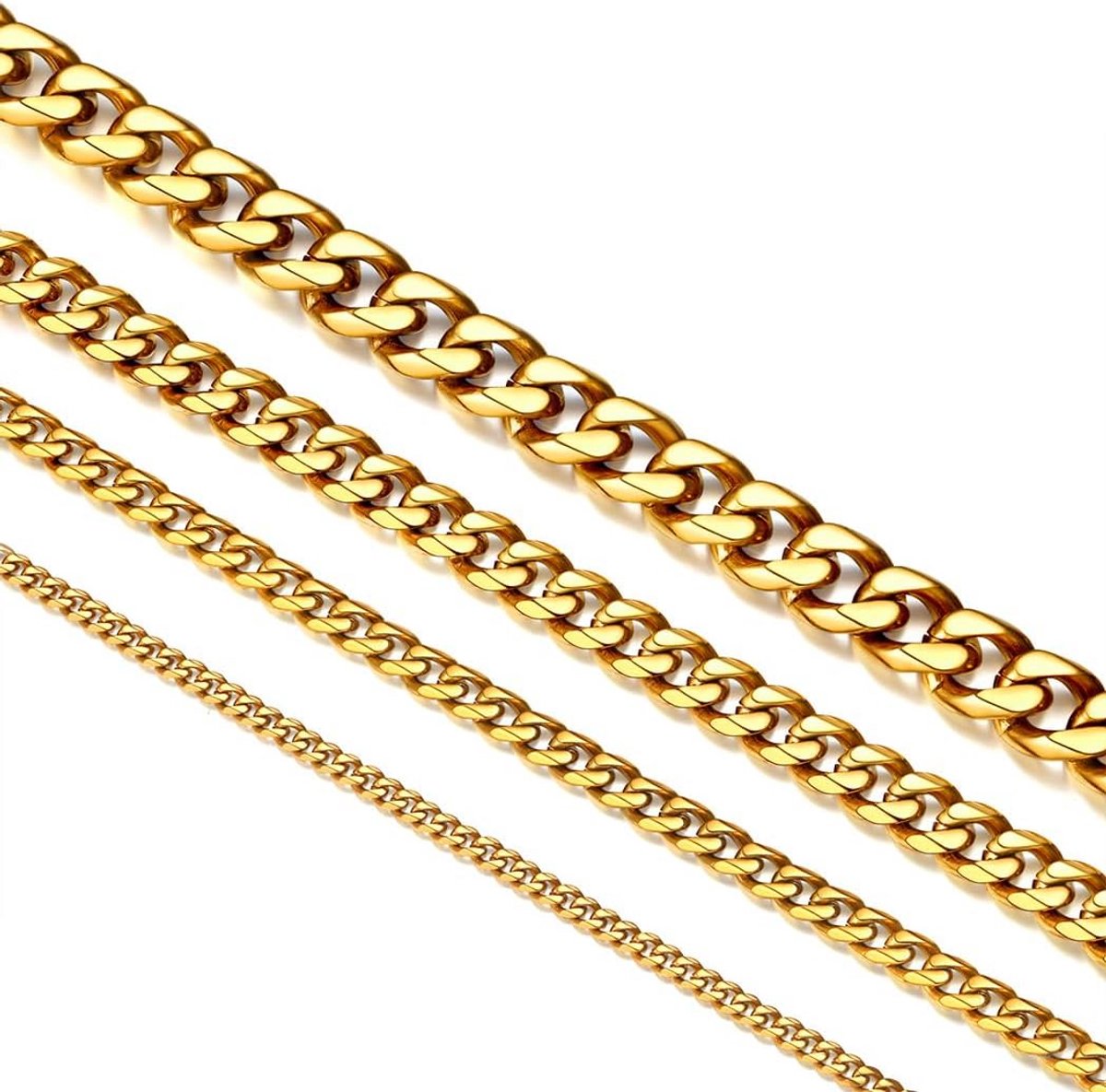 Cuban Link Ketting Heren 3-9 mm Breed Zilver Goud Zwart Roestvrij Staal | Diverse Lengtes