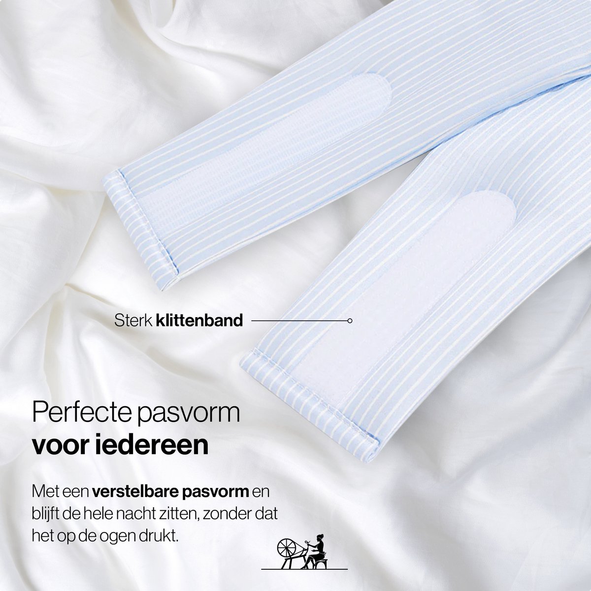 Dore & Rose - Slaapmasker - Oogmasker - Zijden Slaapmasker Voor Mannen en Vrouwen - Deep Sleep Mask - Eye Mask - Verduisterend - Wallen - Gestreept blauw — afbeelding 5