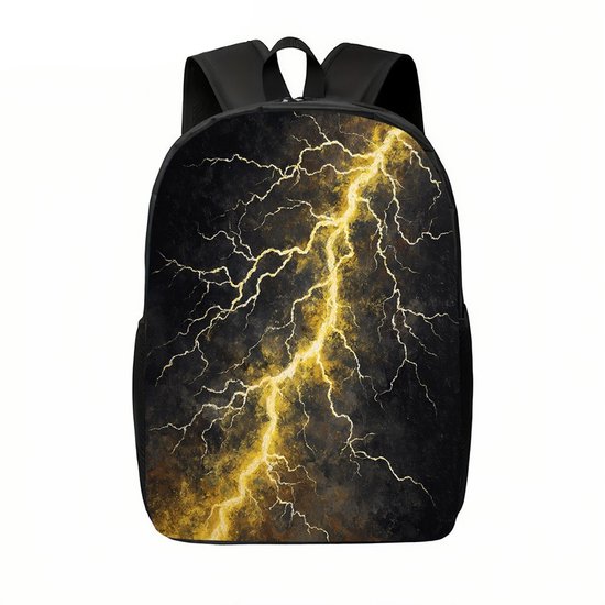 Jongens Rugzak | Zwarte Bliksem Rugzak | Studenten Rugzak | Goude Bliksem Rugzak | Kinderen Boekentassen | Duurzame Schoolrugzak | Stevige Rugzak | Rugzak voor Reizen | Waterdicht | 20 Liter