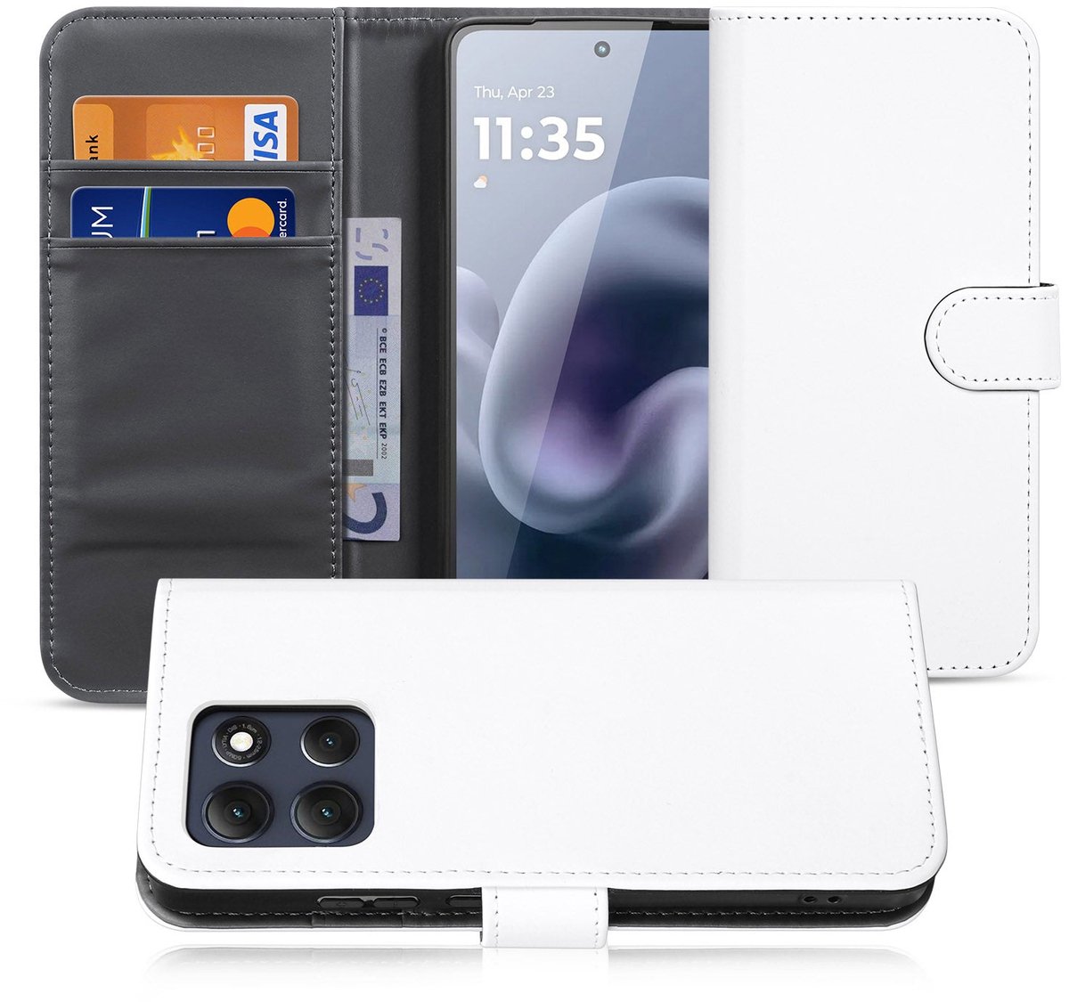 Book Case Hoesje Motorola Moto G86 Wit met Pasjeshouder