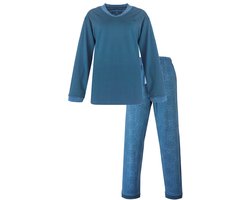 Medaillon Dames Pyjama - Lange Mouwen - Petrol Blauw - Maat S