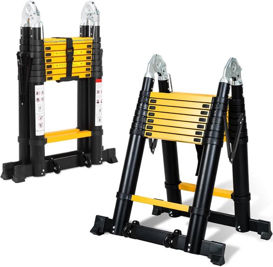 Aluminium Telescopische Ladder 5 Meter - Zwart Geel | bol