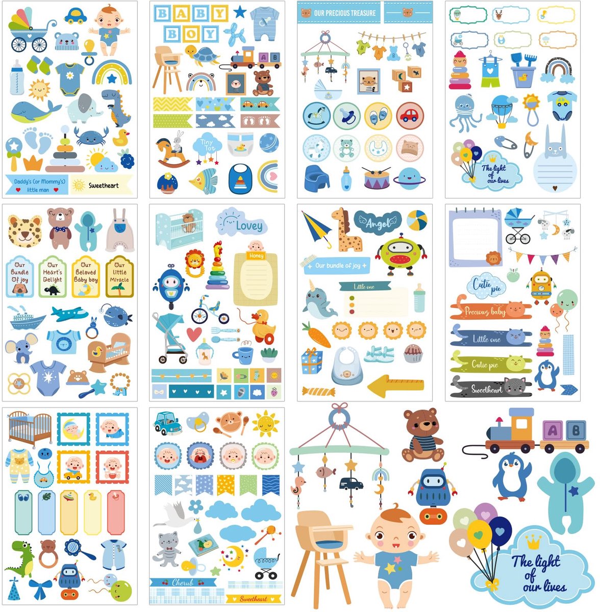 Baby Scrapbook Stickers - 10 Bladen met Schattige Ontwerpen - Geschikt voor Babyshower en Herinneringsboeken