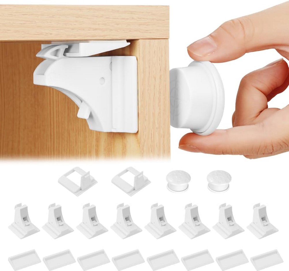 Magnetische kastsloten voor kinderveiligheid - 8 sloten + 2 sleutels - onzichtbaar, zonder boren of schroeven
