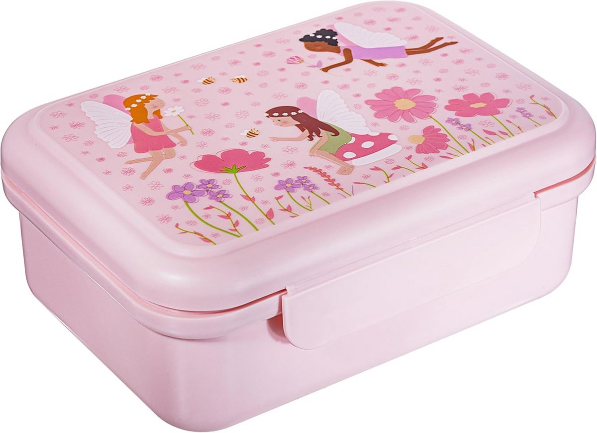 Lunchbox met Fairy Garden Design in Pastelroze - Luchtdichte Sluiting voor Versch Hapjes