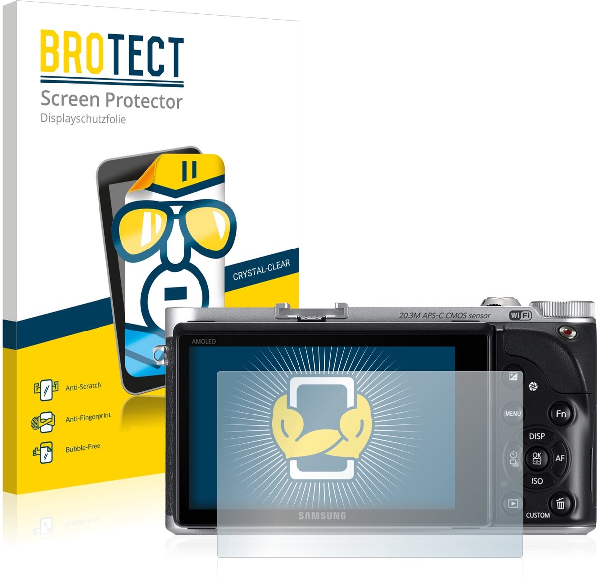 BROTECT - Screenprotector voor Samsung NX300 - Folie Beschermfolie transparant 2 Stuks