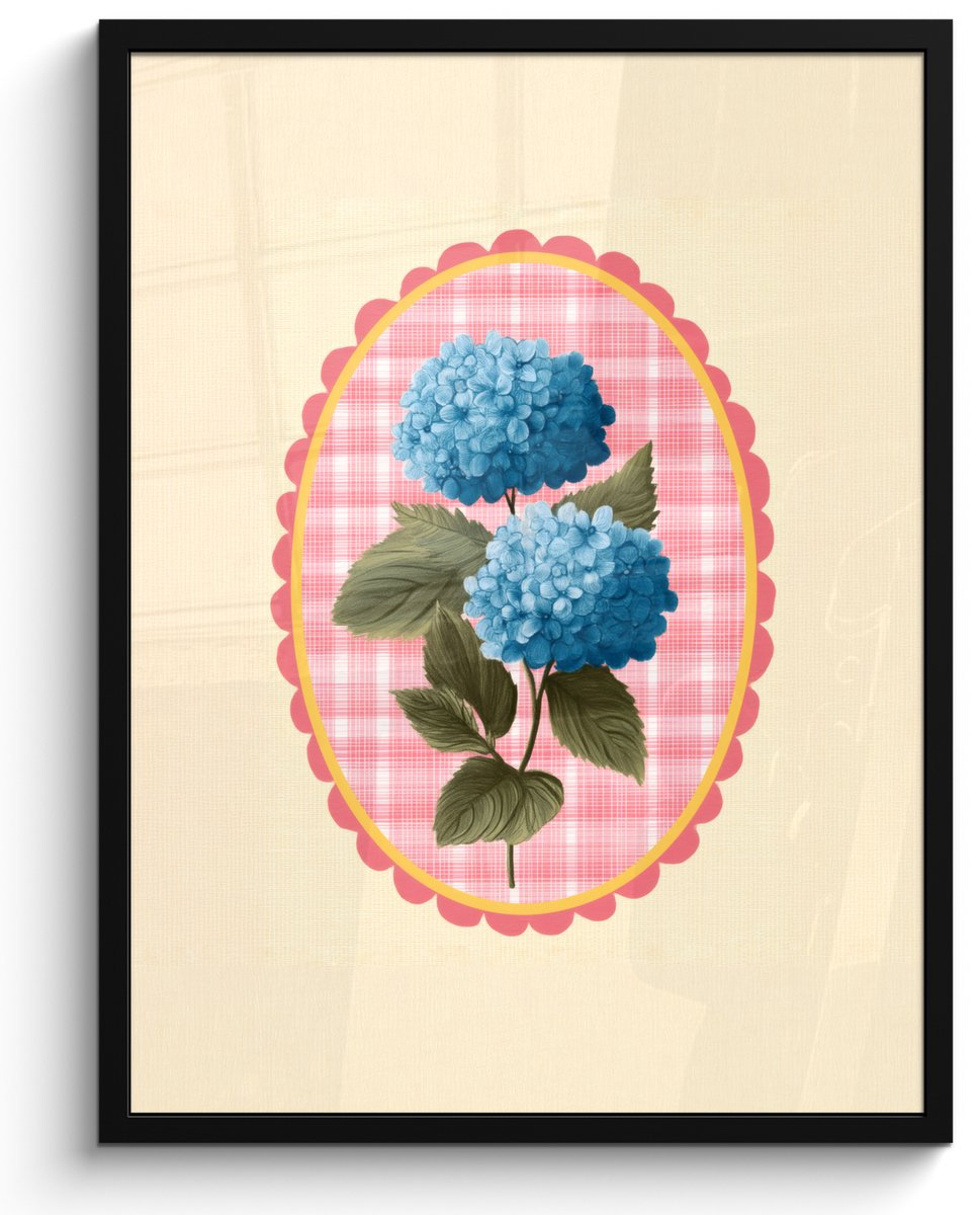 FrameYourWall Poster in lijst - Fotolijst 50x70 cm - Posters - Bloemen - Blauw - Lijst - Bladeren - Posterlijst zwart - Decoratie - Wanddecoratie woonkamer - Muurdecoratie slaapkamer Bloemen - Lijst