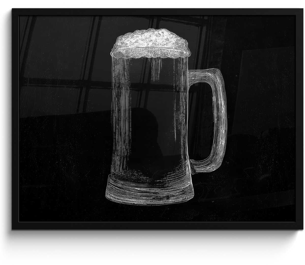 FrameYourWall Poster in lijst - Fotolijst 70x50 cm - Posters - Bierpul - Schuim - Krijttekening - Posterlijst zwart - Decoratie - Wanddecoratie woonkamer - Muurdecoratie slaapkamer