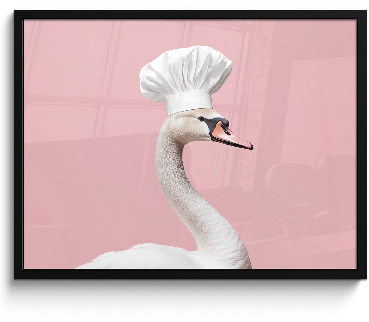 FrameYourWall Fotolijst inclusief poster - Posterlijst 70x50 cm - Posters - Zwaan - Koksmuts - Mooi - Klassiek - Foto in lijst - Keuken decoratie muur - Wanddecoratie accessoires - Muurdecoratie - Schilderijen Koksmuts - Zwaan