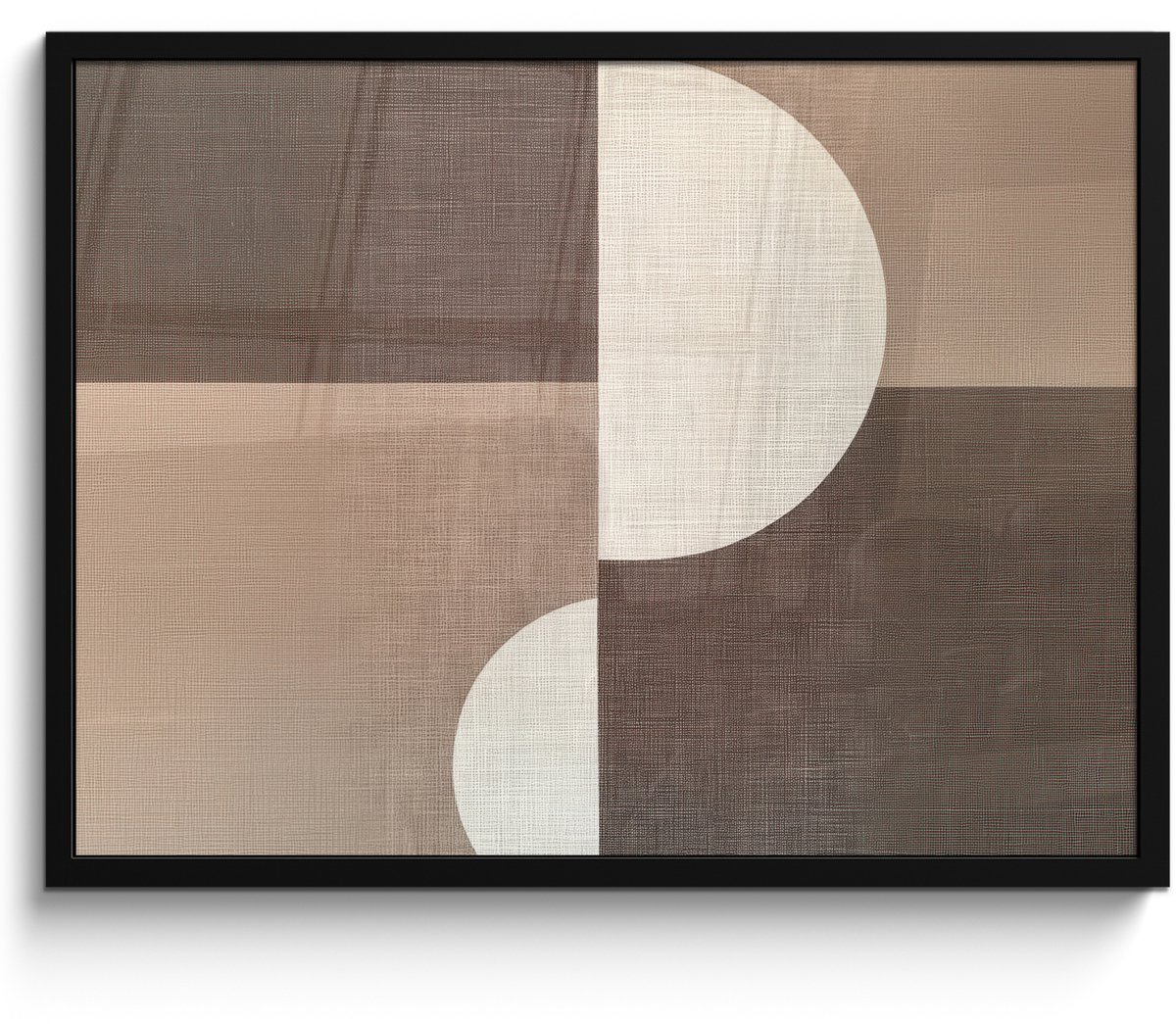 FrameYourWall Poster in lijst - Fotolijst 70x50 cm - Posters - Raster - Halve cirkels - Contrast - Posterlijst zwart - Decoratie - Wanddecoratie woonkamer - Muurdecoratie slaapkamer cirkels - Vlakken