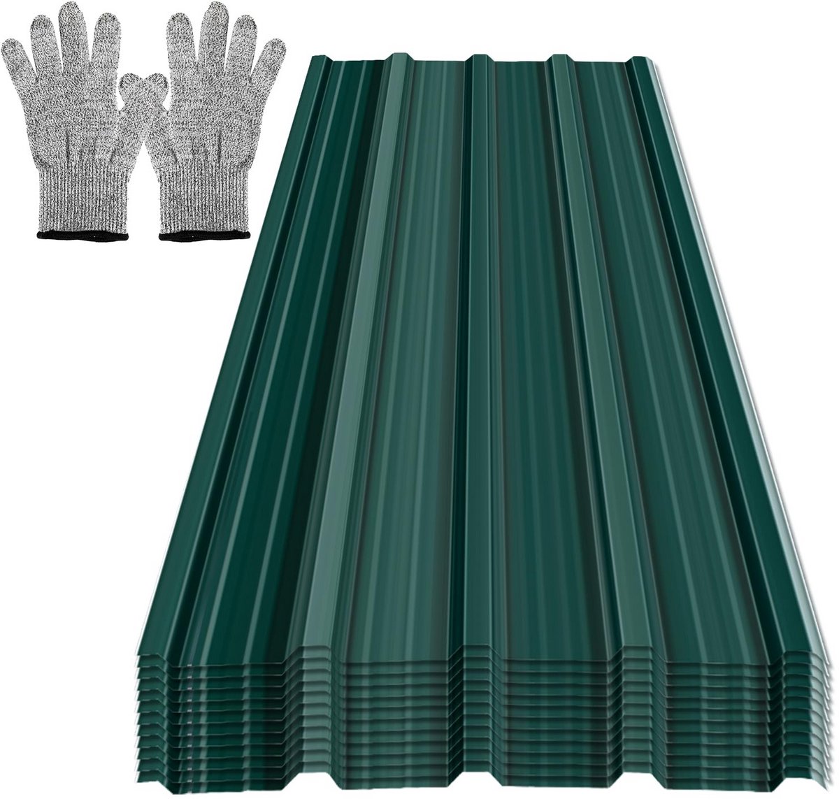 Set van 12 Dakplaten, Gegalvaniseerde Staalplaten in Groen voor Dakbedekking en Carports